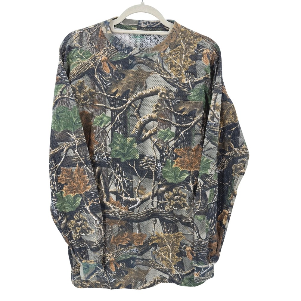 Cabelas Mens M Seclusion 3D Camo Mesh Pocket Shirt Hunting Gorpcore